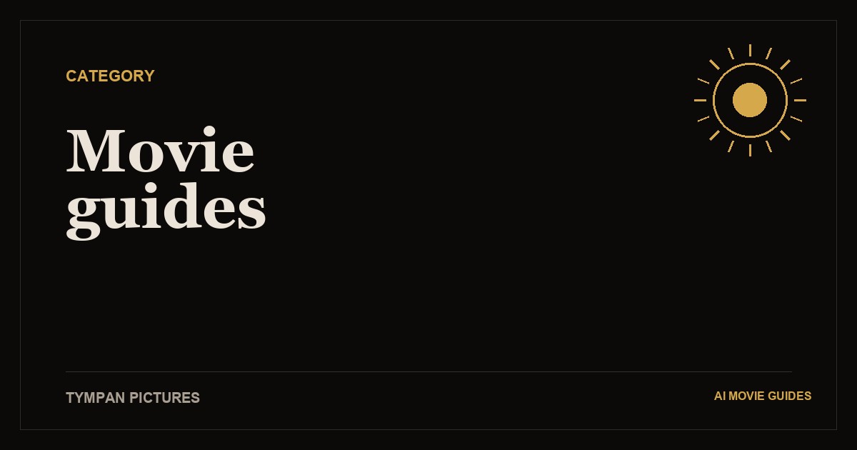 AI Movie Guides cover art: “Movie guides” in gold serif type above a thin frame on a dark background