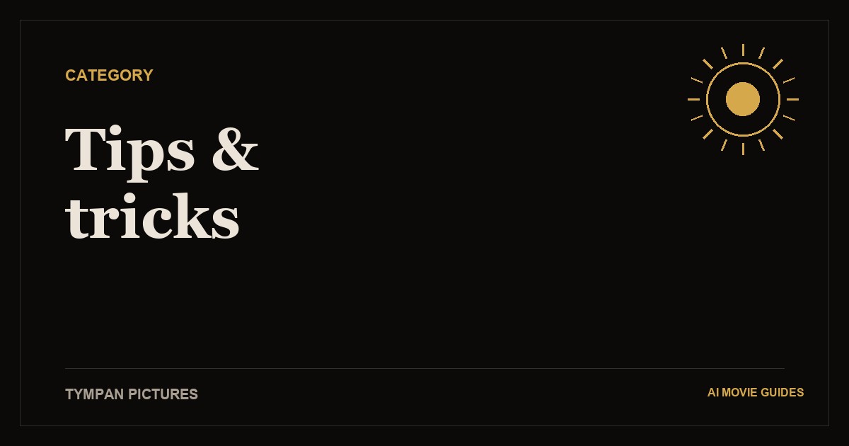 AI Movie Guides cover art: “Tips & tricks” in gold serif type above a thin frame on a dark background